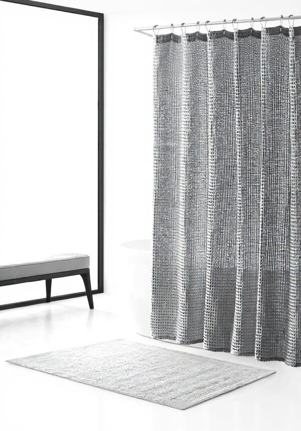 Rideau de douche Vera Wang gaufré gris lavable facile