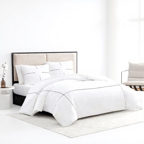 Parure de lit Vera Wang Coton Satin Zig Zag Blanc Noir