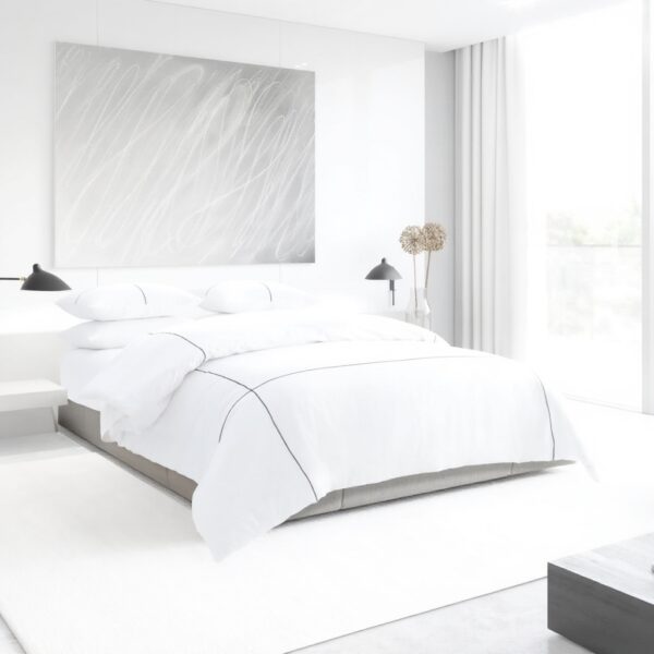 Parure de lit Vera Wang Coton Satin Zig Zag Blanc Noir