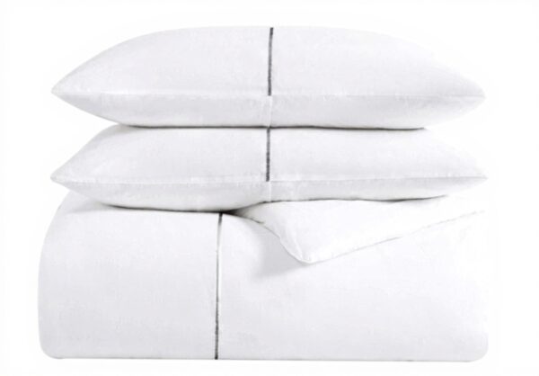 Parure de lit Vera Wang Coton Satin Zig Zag Blanc Noir