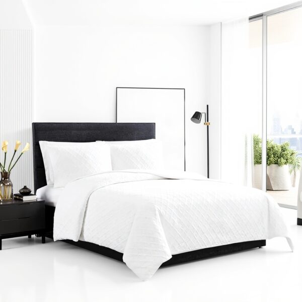 Vera Wang Housse de Couette Reversible Coton Queen Blanc