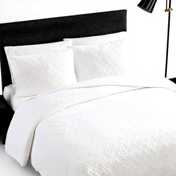 Vera Wang Housse de Couette Reversible Coton Queen Blanc