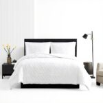 Vera Wang Housse de Couette Reversible Coton Queen Blanc