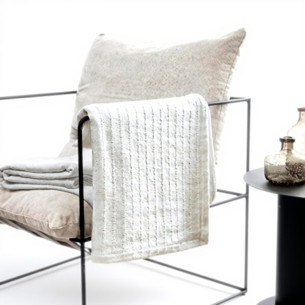 Vera Wang Couverture coton poids moyen blanc côtelé literie