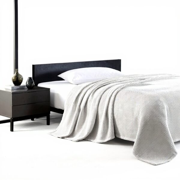 Couverture lit Vera Wang Coton Luxe Tricot Gaufre Gris