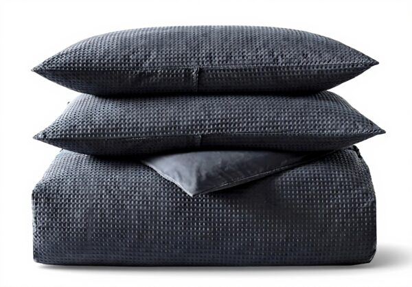 Parure de lit coton luxe Vera Wang gaufré bleu nuit