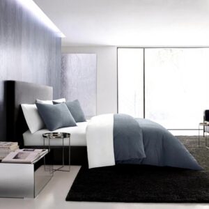 Parure de lit coton luxe Vera Wang gaufré bleu nuit