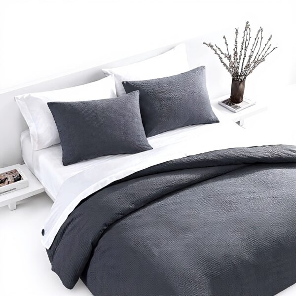 Parure de lit coton luxe Vera Wang gaufré bleu nuit